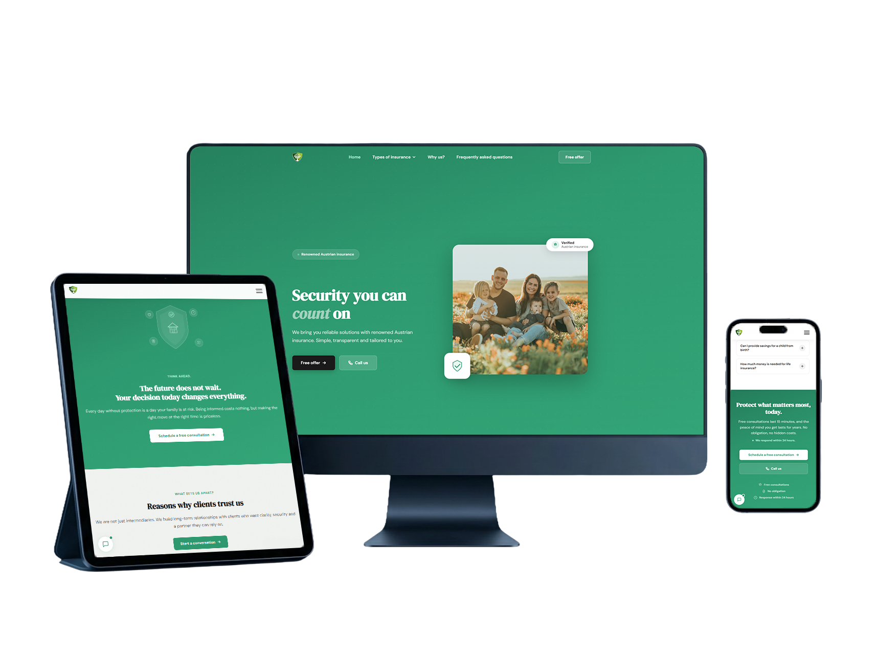 Insurance website mockup